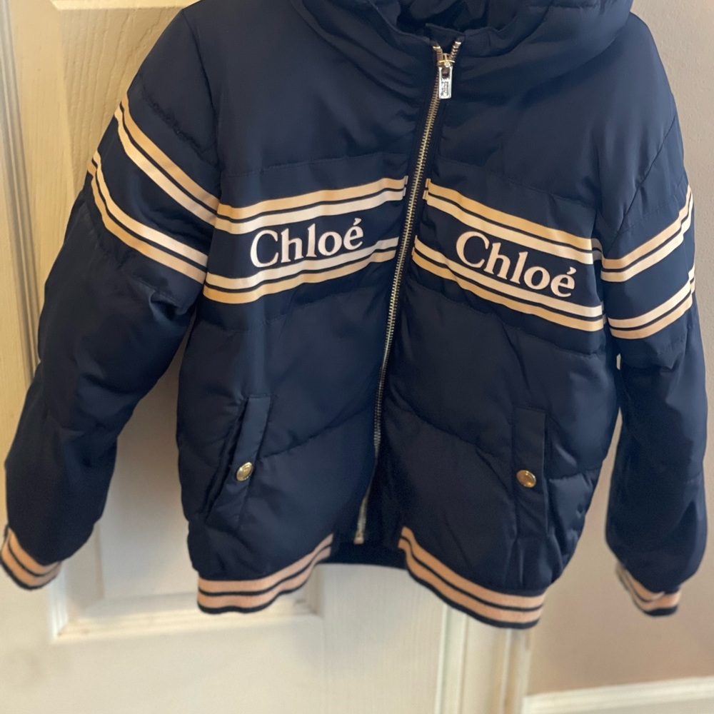 Chloe Navy and Cream Kids Puffer Jacket